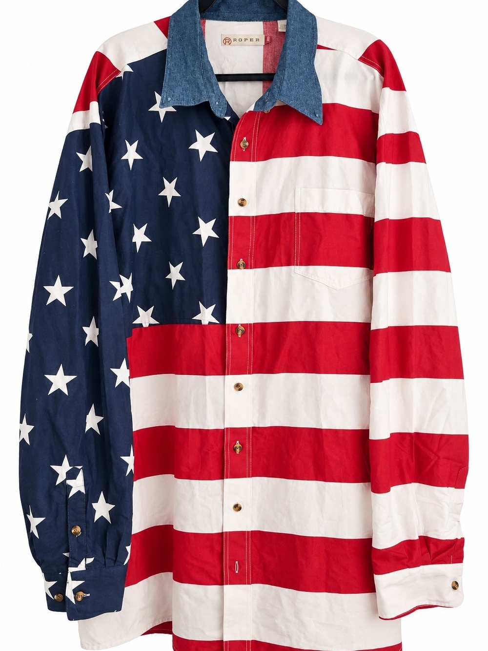 Roper Men’s 3XLT American Flag Shirt Stars Stripes Patriotic Western Big Tall